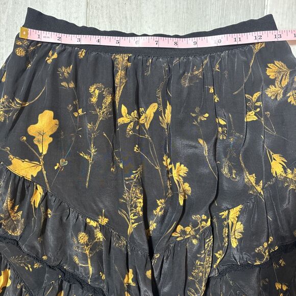 Allsaints Women’s EU 36 Nico Heligan floral-print lace-trimmed crepe skirt Fairy - Picture 7 of 11